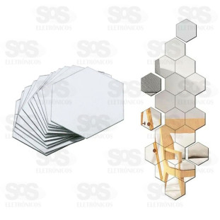 Espelho Adesivo Hexagonal 10 Peças B-Max BM-F1516