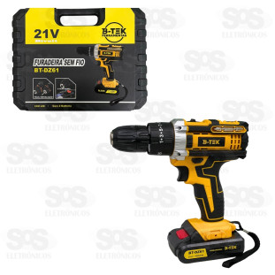 Parafusadeira e Furadeira Sem Fio 21V Com Acessórios B-Tek BT-DZ61