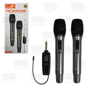 Kit 2 Microfone Sem Fio Dinâmico Com Painel Eletromex EL-5021