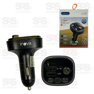 Transmissor FM Bluetooth Com USB+SD e Painel Inova CAR-3467