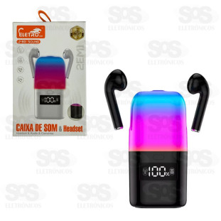 Fone de Ouvido Com Caixa de Som Iluminação LED Eletromex J-60 SOUND