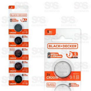 Bateria Moeda Ultra Lítio CR 2016 3V 5 Unidades Black Decker