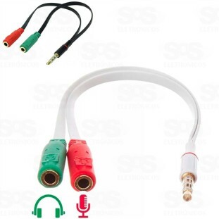 Cabo P3 Com Entrada De Fone e Microfone Ecooda