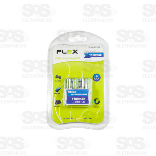 Pilha AAA 1.2V Recarregável 1100mAh 4 Unidades Flex FX-AAA11B4