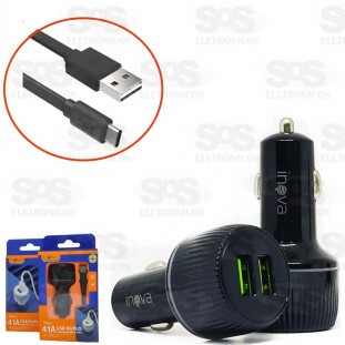 Carregador Veicular 2 USB 4.1A Com Cabo Type-C Inova G06C