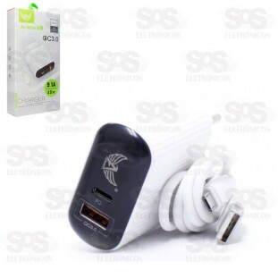 Carregador Inteligente 48W Micro USB V8 com 1 USB + Type-c 9.1A Altomex AL-5028