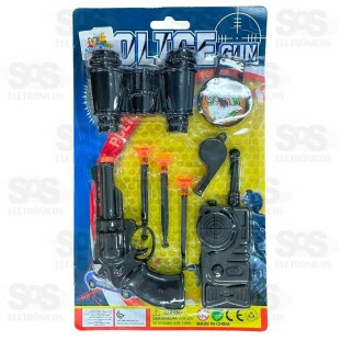 Kit Polícia Revolver De Dardos 8 Peças Toy King TK-AB5069