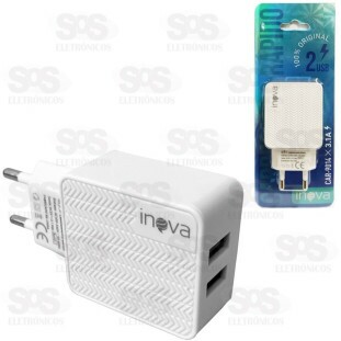 Carregador 5V 3.1A Com 2 USB Bivolt Inova CAR-9014