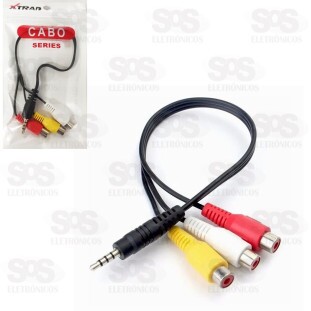 Cabo P3 Para 3 RCA Fêmea 30cm Xtrad XT-2197
