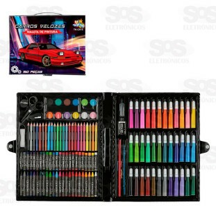 Kit Maleta De Pintura Carros Velozes 150 Peças Toy King TK-CR15