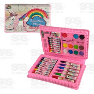 Kit Maleta De Pintura 42 Peças Unicórnio Mágico Toy King TK-CR12