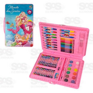 Kit Maleta De Pintura 68 Peças Mundo Das Sereias Toy King TK-CR08