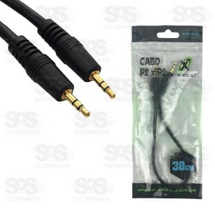 Cabo P2 x P2 Macho 1° Linha 30 cm X-Cell XC-P2-P2-0.3M