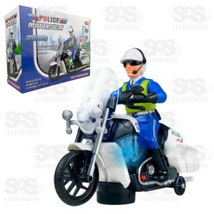 Motocicleta Bate e Volta Super Policial Com Luzes e Sons Toy King TK-AB4544