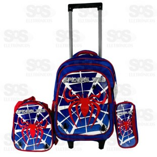 Mochila Infantil GG Com Estojo e Lancheira Spider Web FUK346