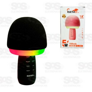 Microfone Sem Fio 5W Karaokê LED Eletromex EL-5003