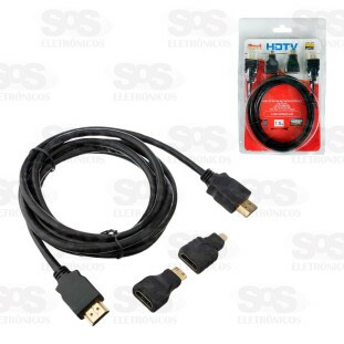 Cabo HDMI 3 em 1 Com Adaptador Mini e Micro Multifuncional 1.5 Metros