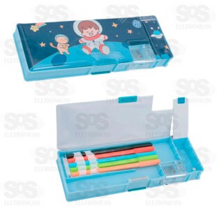 Estojo Rígido Infantil Com Apontador Polibrinq SCB49