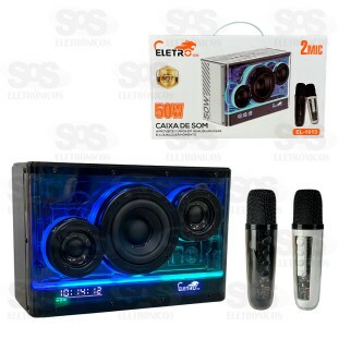 Alto-Falante Karaokê Com 2 Microfones Eletromex EL-1013