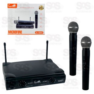 Kit 2 Microfone Sem Fio Com Receptor Profissional Eletromex EL-5007