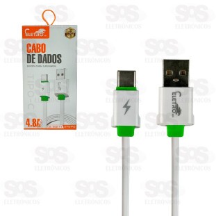 Cabo Emborrachado Type C 4.8A 2 Metros Eletromex EL-3112-TY