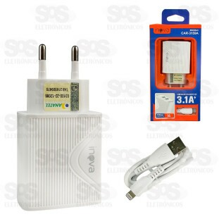Carregador 2 USB 3.1A Com Cabo Iphone Inova CAR-3159A