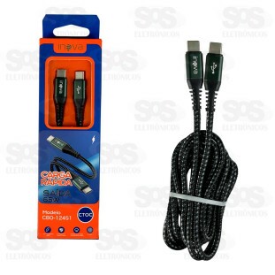 Cabo De Nylon Type C Para Type C 65W 2 Metros Inova CBO-12451