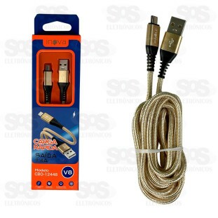 Cabo De Nylon Micro V8 3.4A 2 Metros Inova CBO-12448