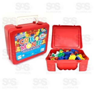 Maleta de Blocos de Montar Colorido Com 84 Peças Mini Toys 322