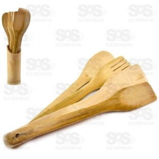 Jogo De Talheres Bambu 5 Peças Top Útil 0724