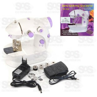 Mini Máquina de Costura Reta Com Pedal Portátil SM-202A