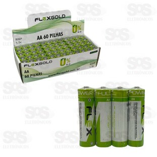 Pilha AA 1.5V Embalagem Com 60 Unidades Flex Gold FX-AAZ60