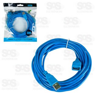 Cabo Extensor USB Macho Para Fêmea 5 Metros X-Cell XC-MF-C