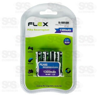 Pilha AAA 1.2V Recarregável 1300mAh 4 Unidades Flex Gold FX-AAA13B4