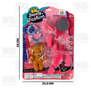 Kit De Beleza Fashion Com Ursinho de Pelúcia Toy King TK-AB4337