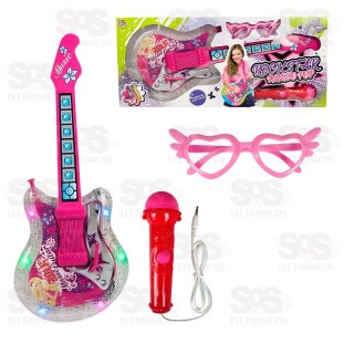Guitarra Rockstar Mundo Pop Com Luzes Toy King TK-AB3421