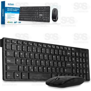 Kit Teclado e Mouse Sem Fio Exbom BK-S1000F