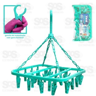 Mini Varal Dobrável Com 24 Prendedores TOP1651