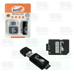 Cartão De Memória 128GB Com Adaptador SD E Leitor De Cartão Eletromex EL-MC-128
