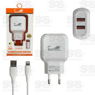 Carregador 2 USB 5.1A Com Cabo Iphone Eletromex EL-4022-I5