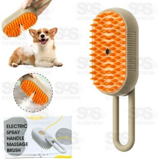 Escova Massageadora Com Spray Recarregável Para Pets