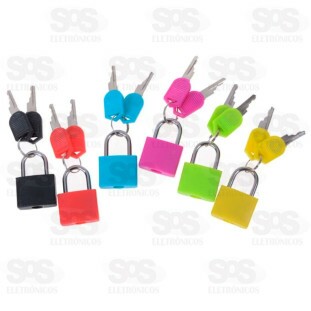 Cadeado 22,5MM De Metal Com 2 Chaves Colorido Monaliza MZ-21611