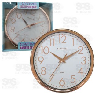 Relógio De Parede Metalizado Rose e Branco Nativo 805100