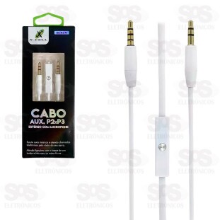 Cabo P2 Para P3 Estéreo Com Microfone 1,5 Metros X-Cell XC-P2-M