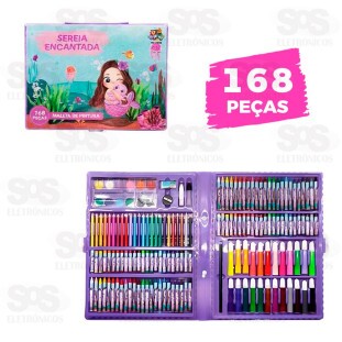 Maleta De Pintura 168 Peças Sereia Encantada Toy King TK-CR18
