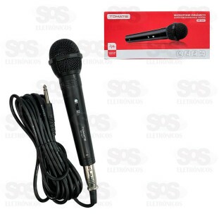 Microfone Dinâmico Profissional Com Fio 4 Metros Tomate MT-1017