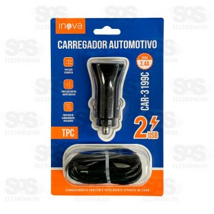 Carregador Veicular Com Cabo Type C 3.4A 2 USB Inova CAR-3199C