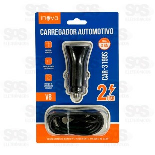 Carregador Veicular Com Cabo Micro USB V8 3.4A 2 USB Inova CAR-3199S