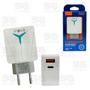 Carregador Rápido USB+TPC 40W Inova CAR-3130