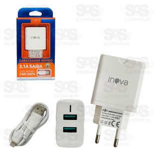 Carregador 2 USB 3.1A Com Cabo Iphone Inova CAR-3297A